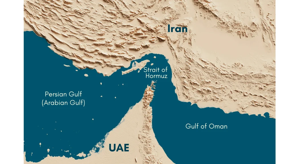 Pictorial representation of key maritime chokepoint, Strait of Hormuz